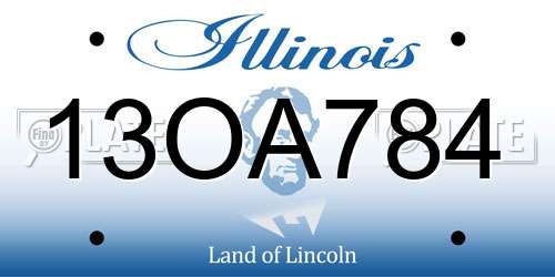 13OA784 Illinois License Plate