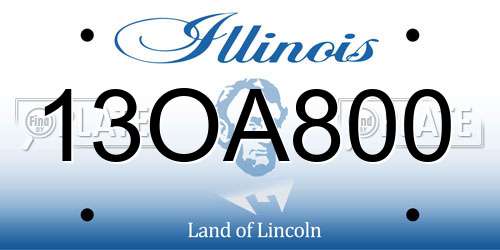 13OA800 Illinois License Plate