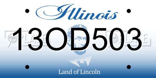 13OD503 Illinois License Plate