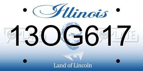 13OG617 Illinois License Plate