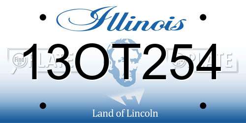 13OT254 Illinois License Plate