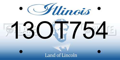 13OT754 Illinois License Plate