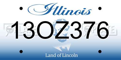 13OZ376 Illinois License Plate