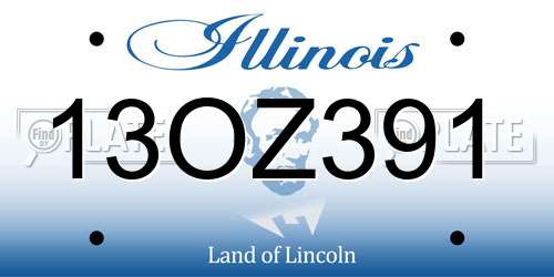 13OZ391 Illinois License Plate