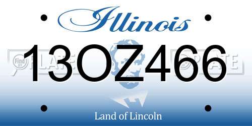 13OZ466 Illinois License Plate