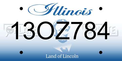 13OZ784 Illinois License Plate