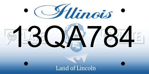13QA784 Illinois License Plate