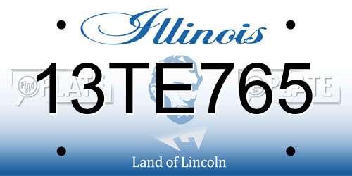 13TE765 Illinois License Plate