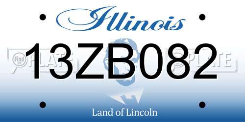 13ZB082 Illinois License Plate