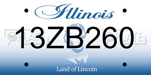 13ZB260 Illinois License Plate