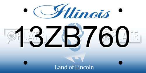 13ZB760 Illinois License Plate