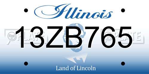 13ZB765 Illinois License Plate