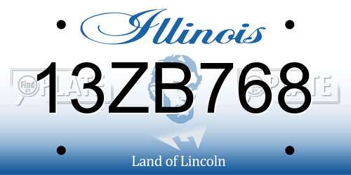 13ZB768 Illinois License Plate