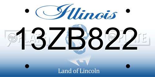 13ZB822 Illinois License Plate