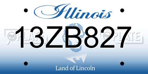 13ZB827 Illinois License Plate