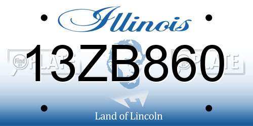 13ZB860 Illinois License Plate