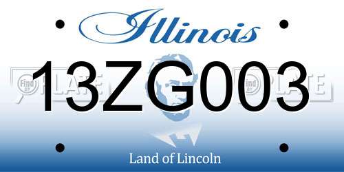 13ZG003 Illinois License Plate