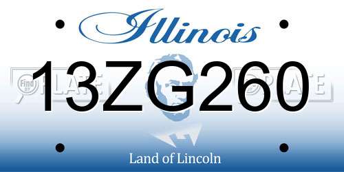 13ZG260 Illinois License Plate