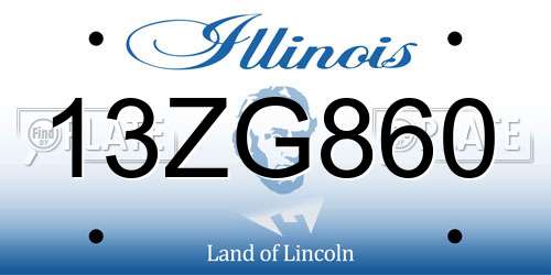 13ZG860 Illinois License Plate