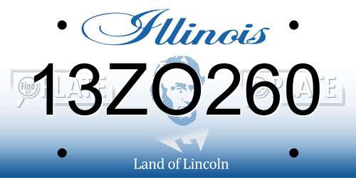 13ZO260 Illinois License Plate