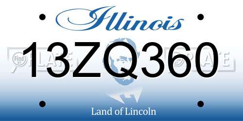 13ZQ360 Illinois License Plate