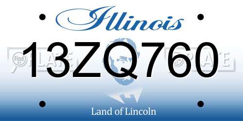 13ZQ760 Illinois License Plate