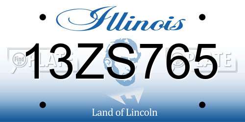 13ZS765 Illinois License Plate
