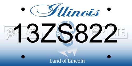 13ZS822 Illinois License Plate