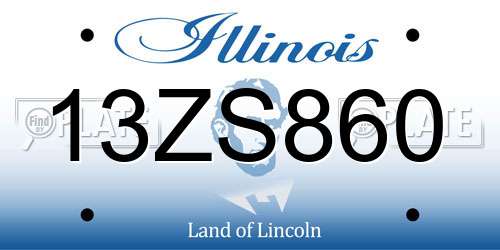 13ZS860 Illinois License Plate