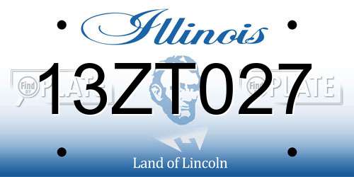 13ZT027 Illinois License Plate