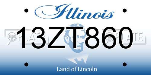 13ZT860 Illinois License Plate