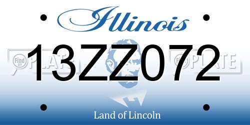 13ZZ072 Illinois License Plate