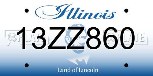 13ZZ860 Illinois License Plate