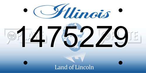 14752Z9 Illinois License Plate