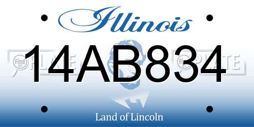 14AB834 Illinois License Plate