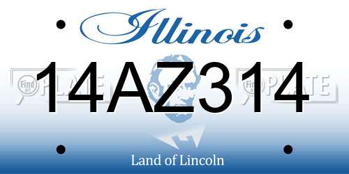 14AZ314 Illinois License Plate