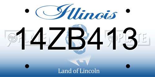 14ZB413 Illinois License Plate