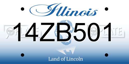 14ZB501 Illinois License Plate