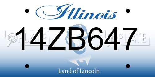 14ZB647 Illinois License Plate