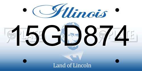 15GD874 Illinois License Plate