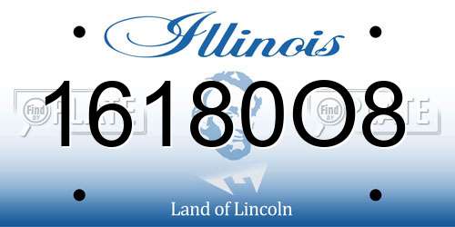 16180O8 Illinois License Plate