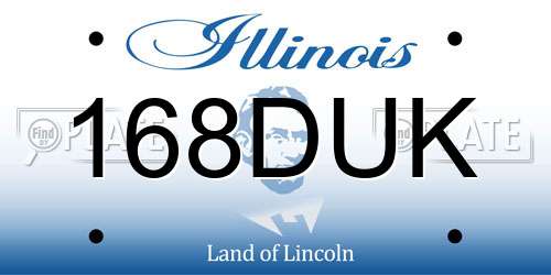 168DUK Illinois License Plate