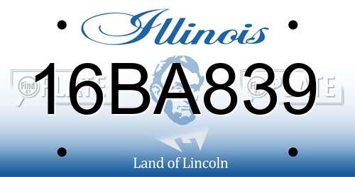 16BA839 Illinois License Plate