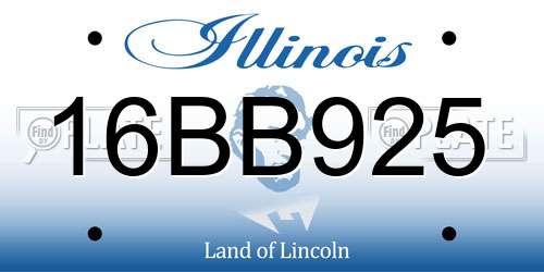 16BB925 Illinois License Plate