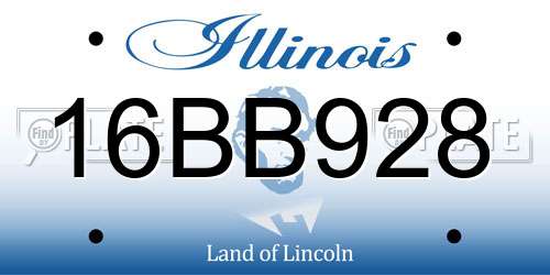 16BB928 Illinois License Plate