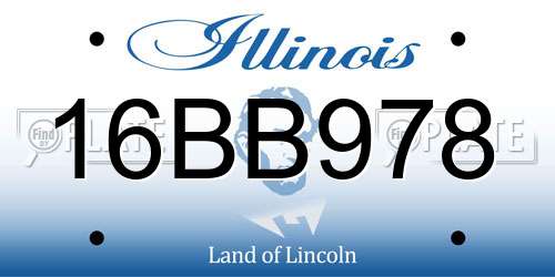 16BB978 Illinois License Plate