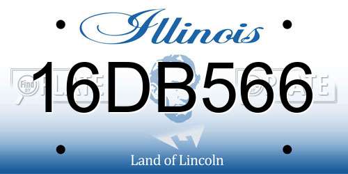 16DB566 Illinois License Plate