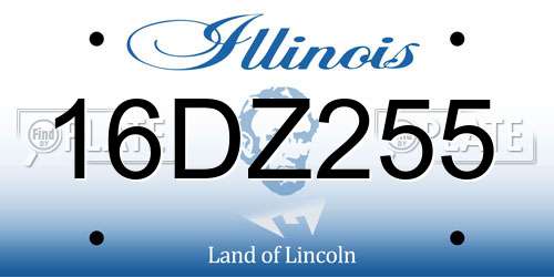16DZ255 Illinois License Plate