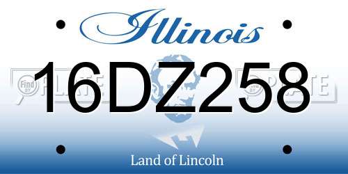 16DZ258 Illinois License Plate