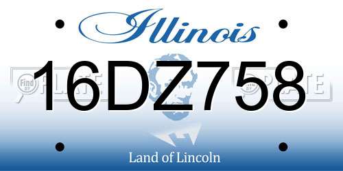16DZ758 Illinois License Plate
